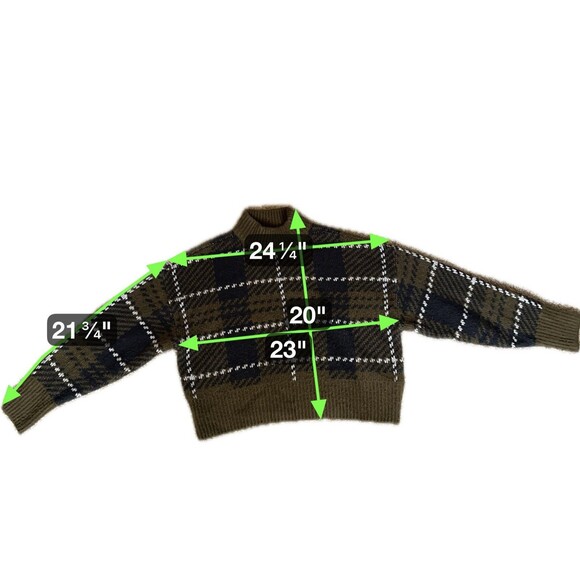 Arizona Sweater Womens M L Green Y2K Holiday Plaid Chunky Knit Soft Grunge Cozy - Picture 7 of 7
